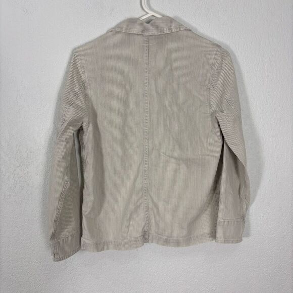 AG Adriano Goldschmied Grey & White Pin Striped Denim Jacket Size Small - Picture 2 of 6